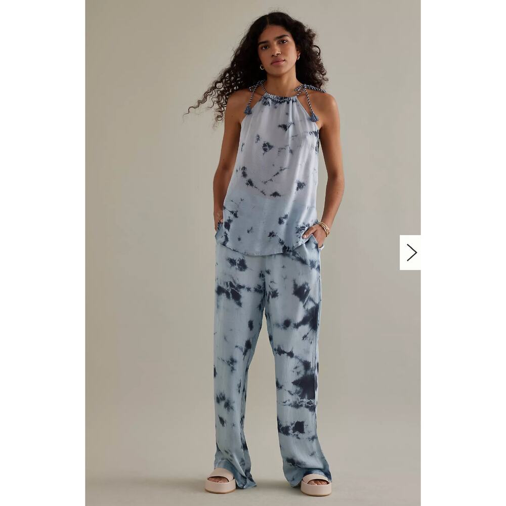 Maison Hotel Top Small Simone Halter Sleeveless Tie Dye Blue Boho